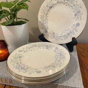 Vintage Wedgwood Belle Fleur Bone China Salad Plates - 8 inch - Set of 6